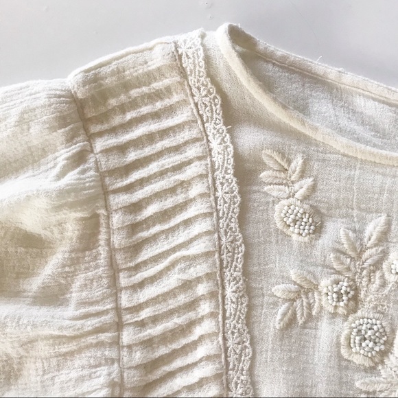 OFFERS WELCOME
ZARA Boho Muslin Lace & Beads Cream Top - Picture 6 of 16